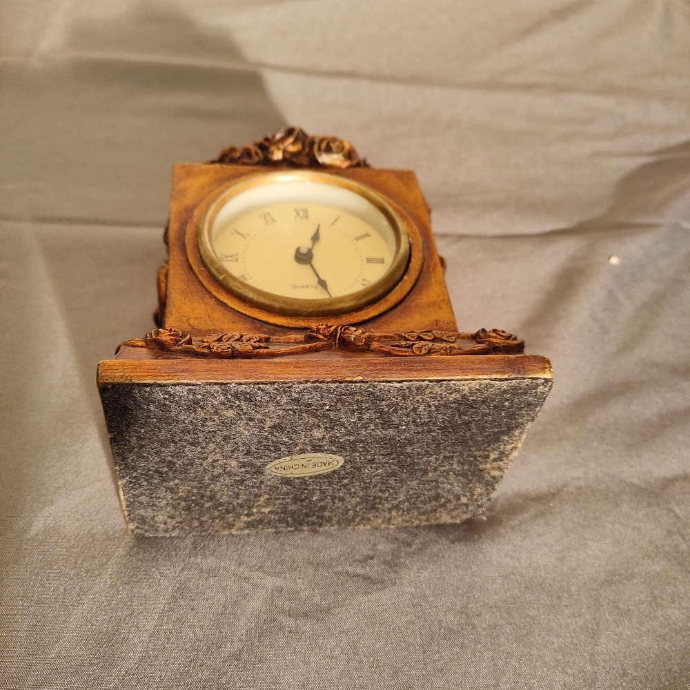 Rose Design Gold Stand Alone Clock 6" - Picture 5 of 5